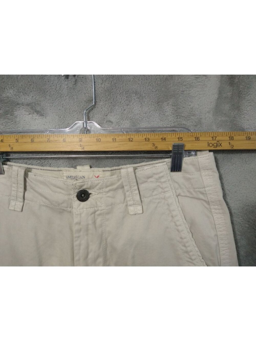 American Eagle Shorts Mens 32 x 11 Beige Cargo Classic Fit Baggy Stater Grunge - Picture 3 of 9